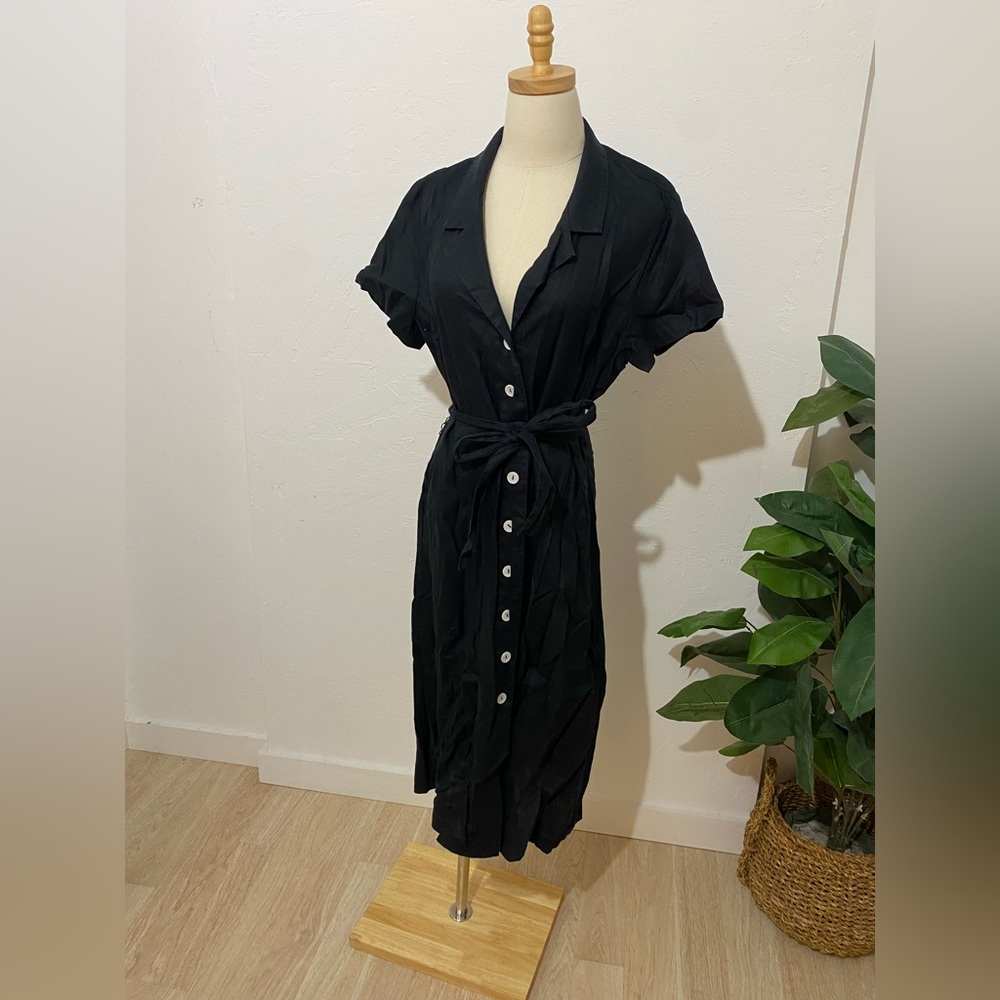 Brand New Quince Linen Black Dress size L